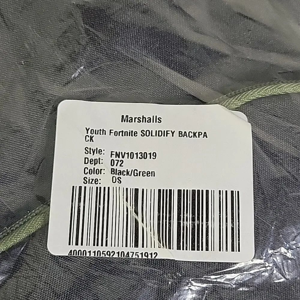 Fortnite Solidify Black and Green Backpack NEW